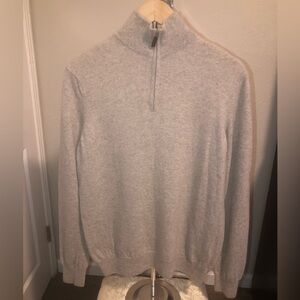 Montovani Studio 100% Italian Cashmere 3/4 zip grey sweater Made in Italy Size M